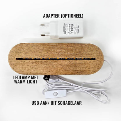 Natlampe med elefantmotiv personaliseret med barnets navn