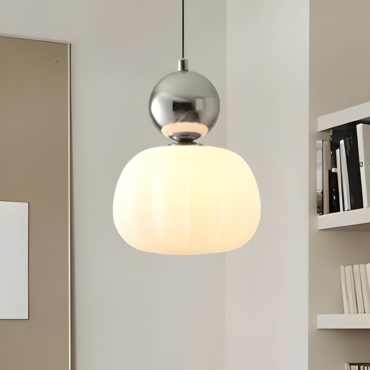 Solar-Powered Elegance: Mjørik Nordic Cream Pendant Lamp**  **Meta Title:** Eco-Friendly Solar Pendant Lamp for Outdoor Spaces - Lioren