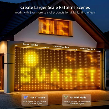 LED-lysgardin med app og fjernbetjening til styring