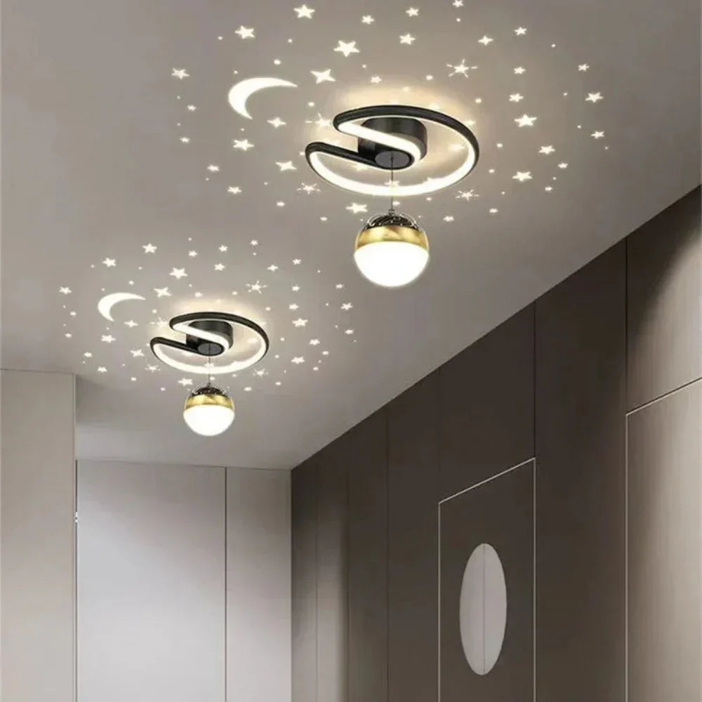 Sort LED-loftlampe 25x20 cm til stue og soveværelse