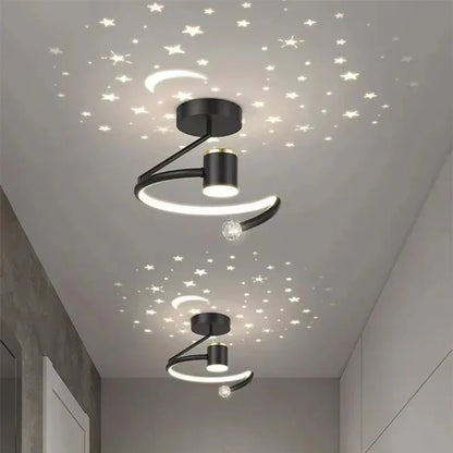 Sort LED-loftlampe 25x24 cm med dekorativt design