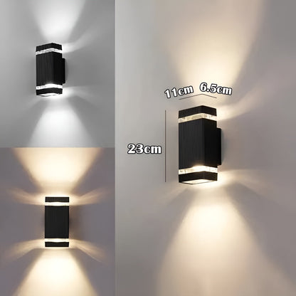 LED udendørs væglampe – firkantet model, 1 niveau, varm hvid