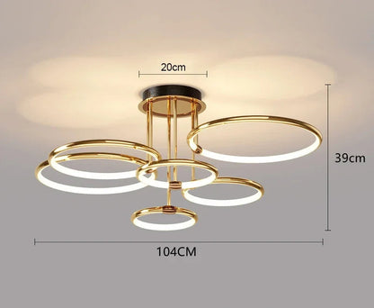 Guldfarvet LED-lysekrone til stuen – moderne geometrisk design med hyggeligt lys, billede 7