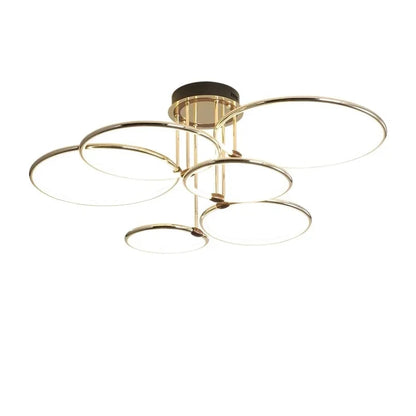 Guldfarvet LED-lysekrone til stuen – moderne geometrisk design med hyggeligt lys, billede 9