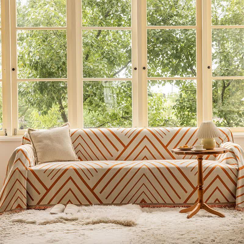 Sofatæppe med diamantmønster – multifunktionel sofabeskytter i polyester