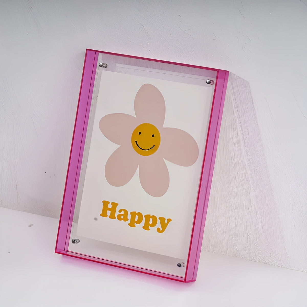 Akryl fotoramme 16x21 cm i rosa/lilla – neon retro-design