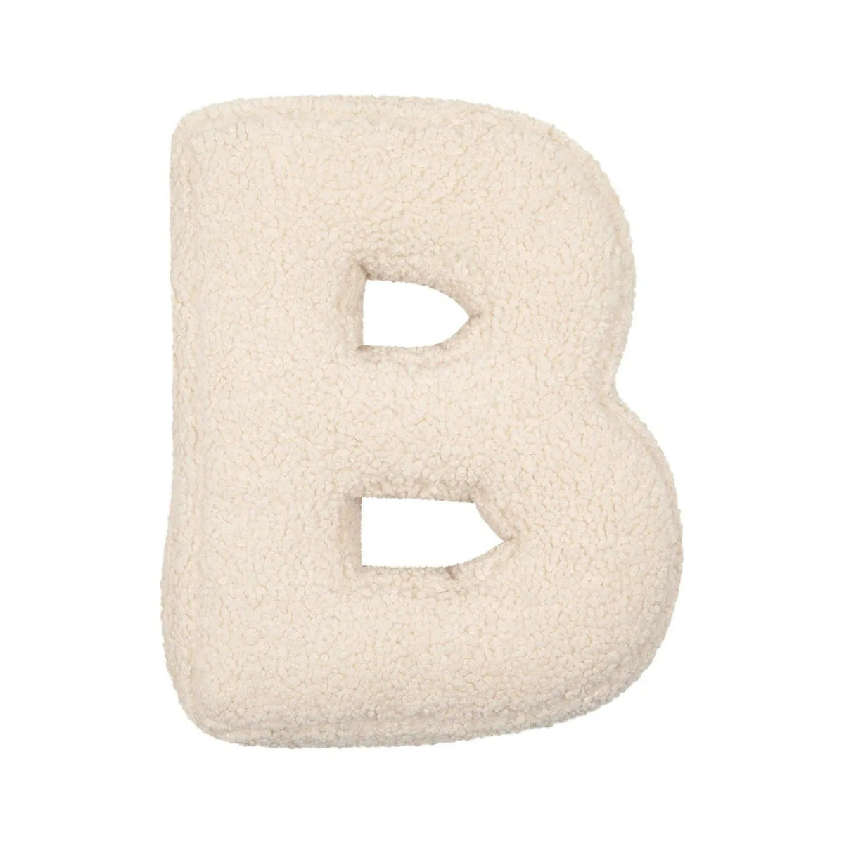 Bogstavpude i plys med bogstavet B – dekorativ pude i beige