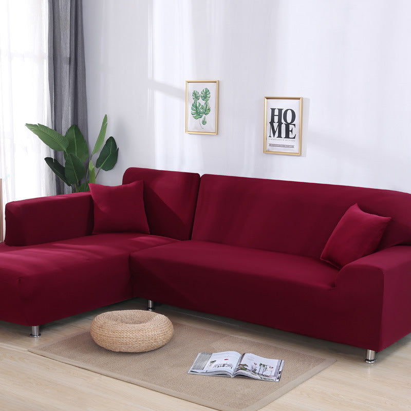 Elastisk sofabetræk i vinrød til 4-personers sofa, 235–300 cm