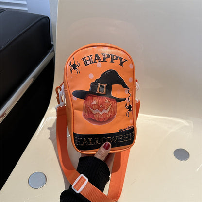 Halloween skuldertaske med græskarprint – bagsidevisning