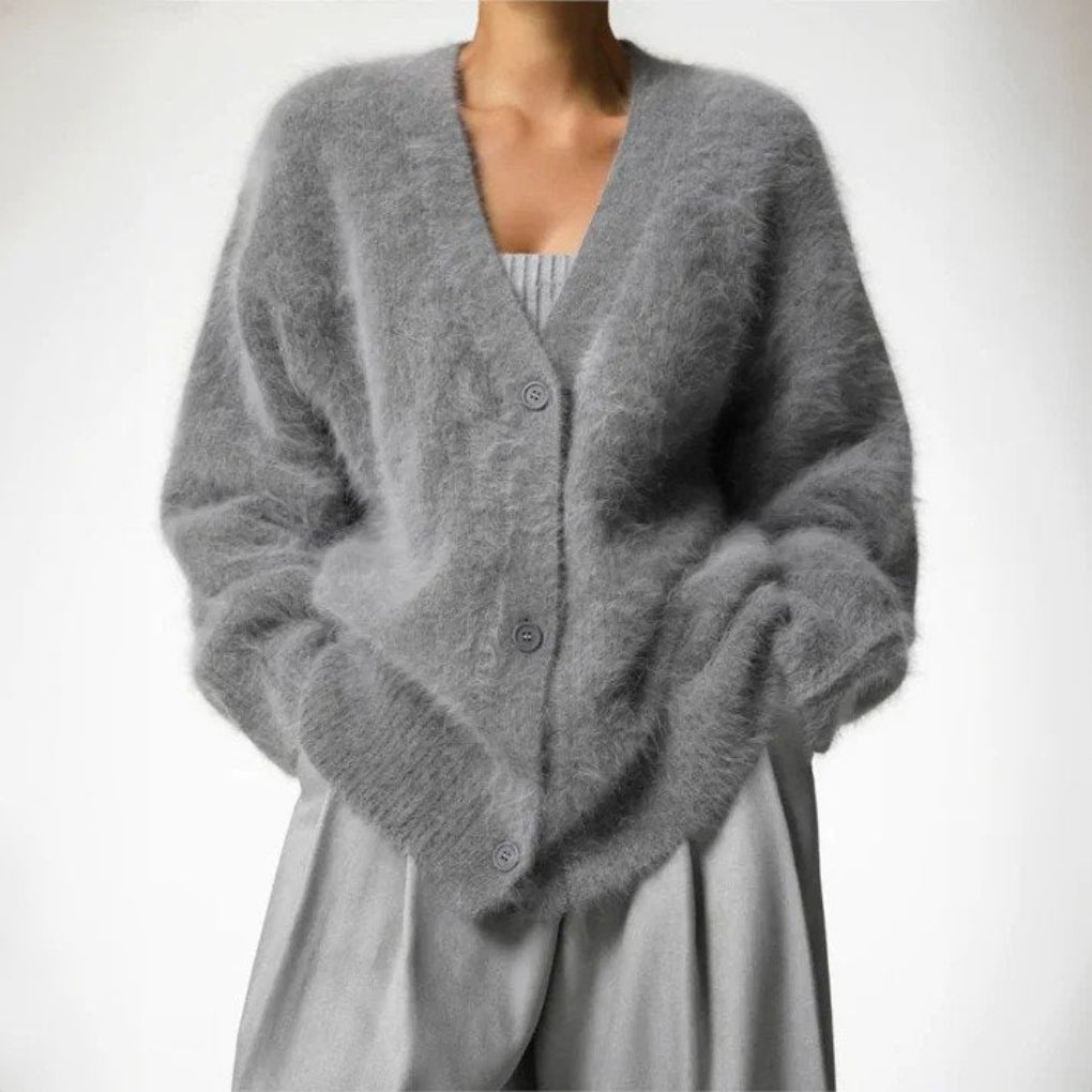 Cashmere cardigan detalje af stof og kvalitet
