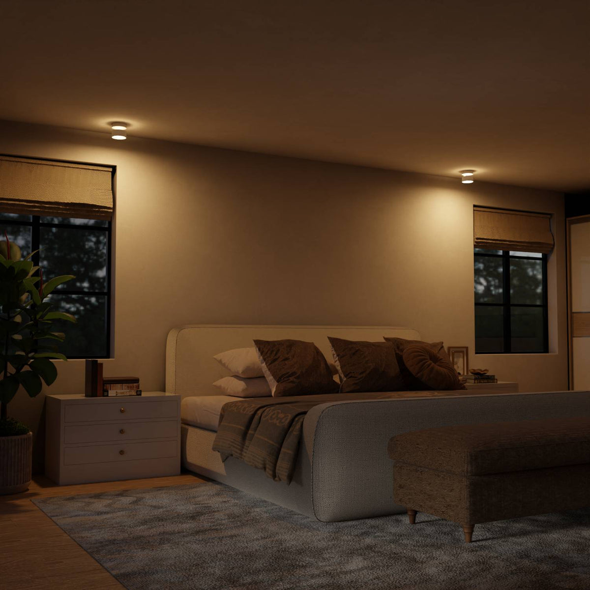 Sort og hvid LED-loftlampe side om side – farvesammenligning