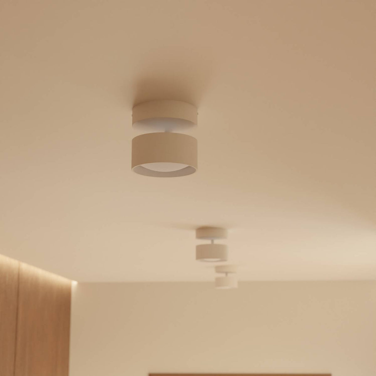 Monteringsdetalje for cylindrisk LED loft- og væglampe