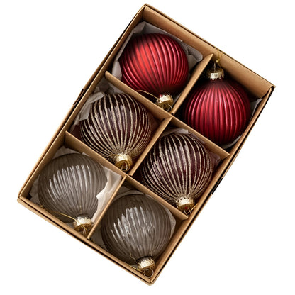 Julekugler i Glas (6 stk.) – Elegante og Skinnende | Til Stilfuld Julepynt Derhjemme