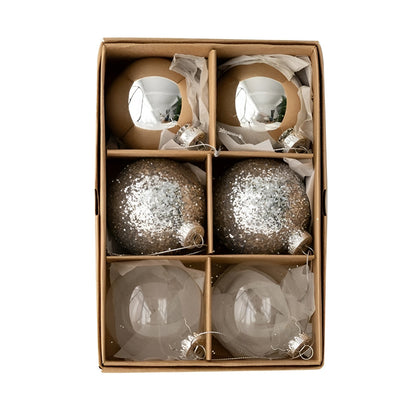 Julekugler i Glas (6 stk.) – Elegante og Skinnende | Til Stilfuld Julepynt Derhjemme