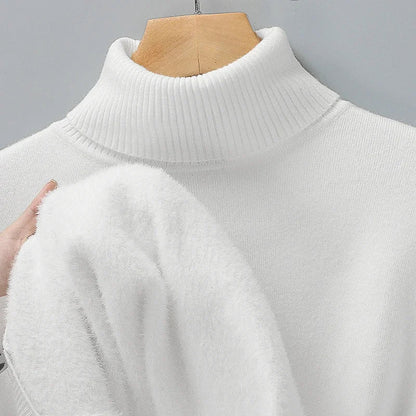 Merino rullekravesweater til herrer – detaljebillede af rullekrave