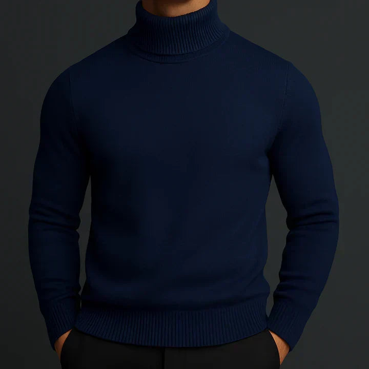 Merino rullekravesweater til herrer i blå – alsidig og varm