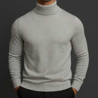 Merino rullekravesweater til herrer i grå – velklædt vinterlook