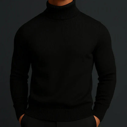Merino rullekravesweater til herrer i sort – tidløs og elegant