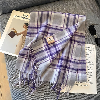 Ternet cashmere vintersjal til damer i klassisk mønster
