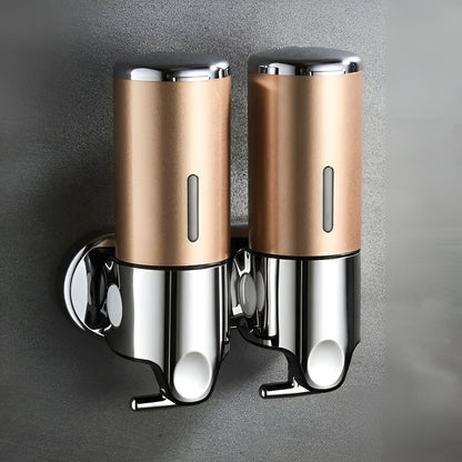 Vægmonteret sæbedispenser, 2 stk., Guld – dobbeltpakke med marmorfinish