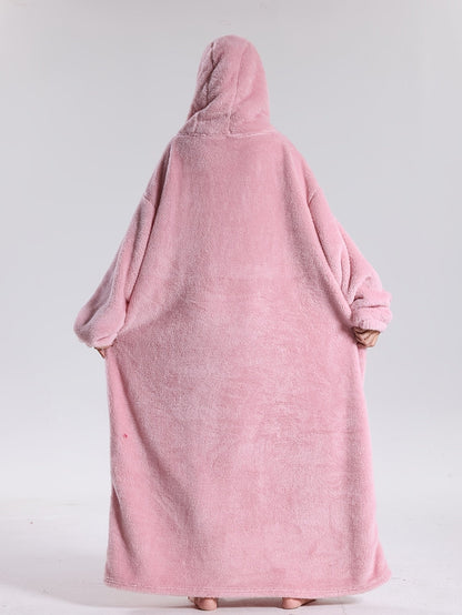 Hoodie-tæppe i rosa farve