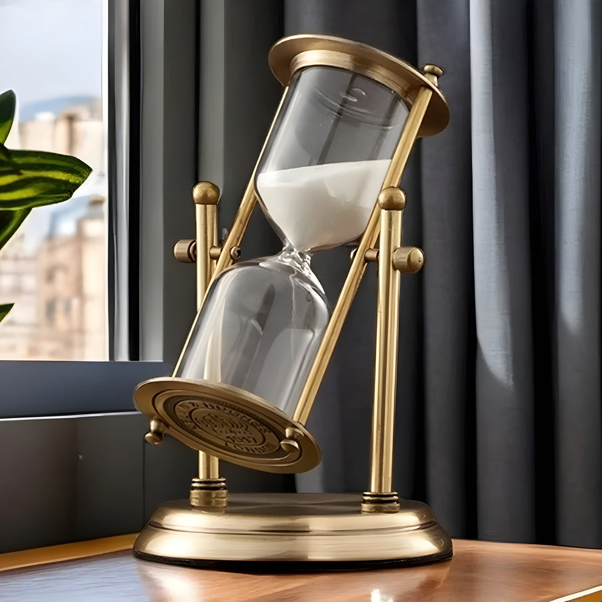 Timeglas 15 minutter – dekorativt timeglas i messing og glas